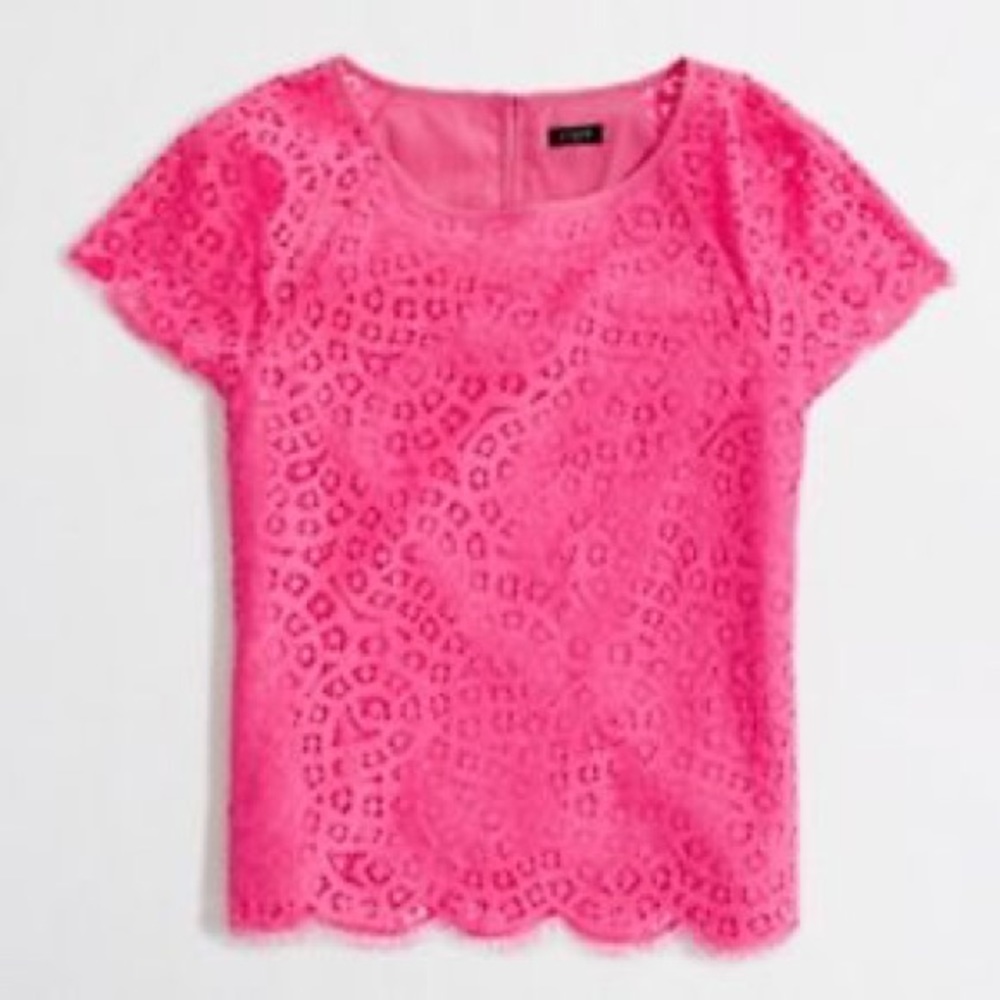 J. Crew Pink Raindrop Lace Top - Picture 6 of 6